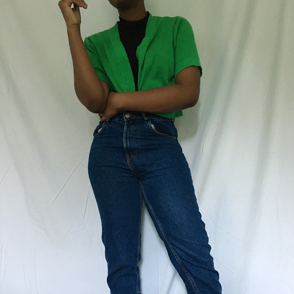 Cropped Green Cardigan